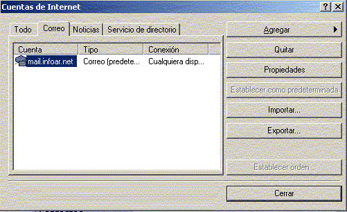 Configuración Correo Saliente SMTP Servidor mail infoar net